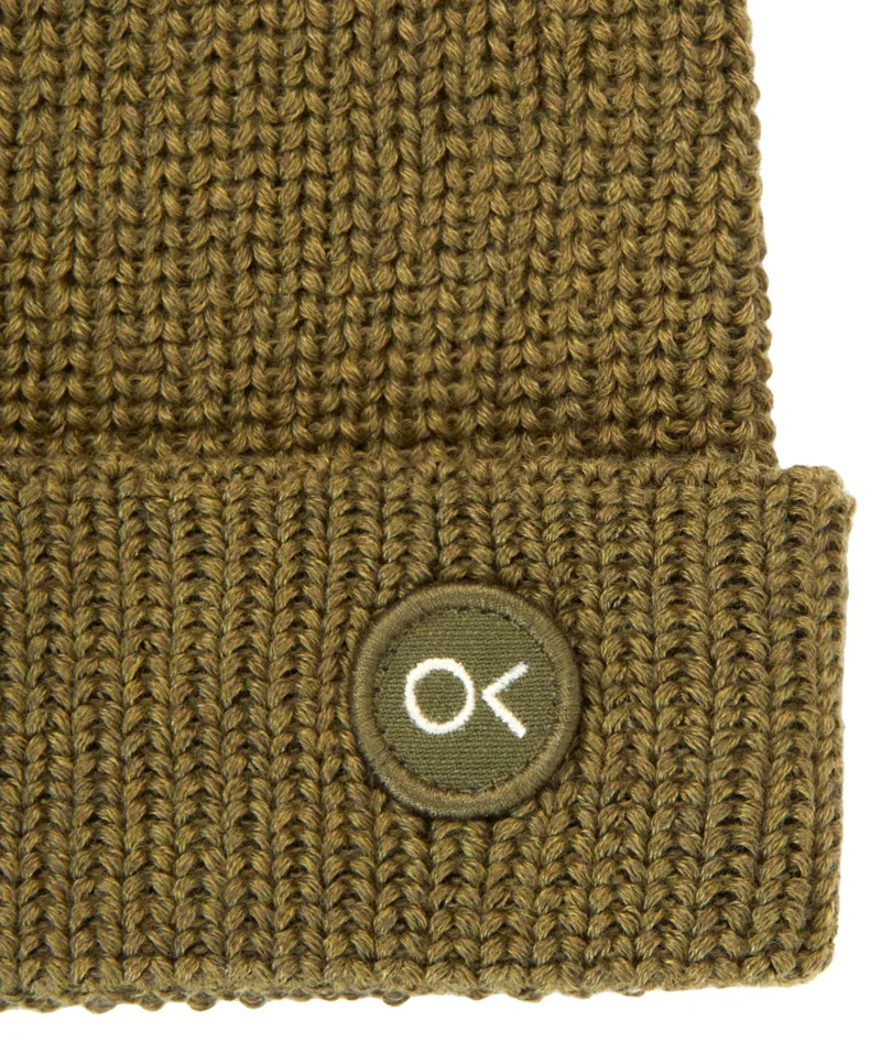 Outerknown OK Dot Short Beanie Olive - Unisex Green Knitted Hat-1